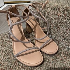 Mix No. 6 Women's Nude and Silver Strappy Heels